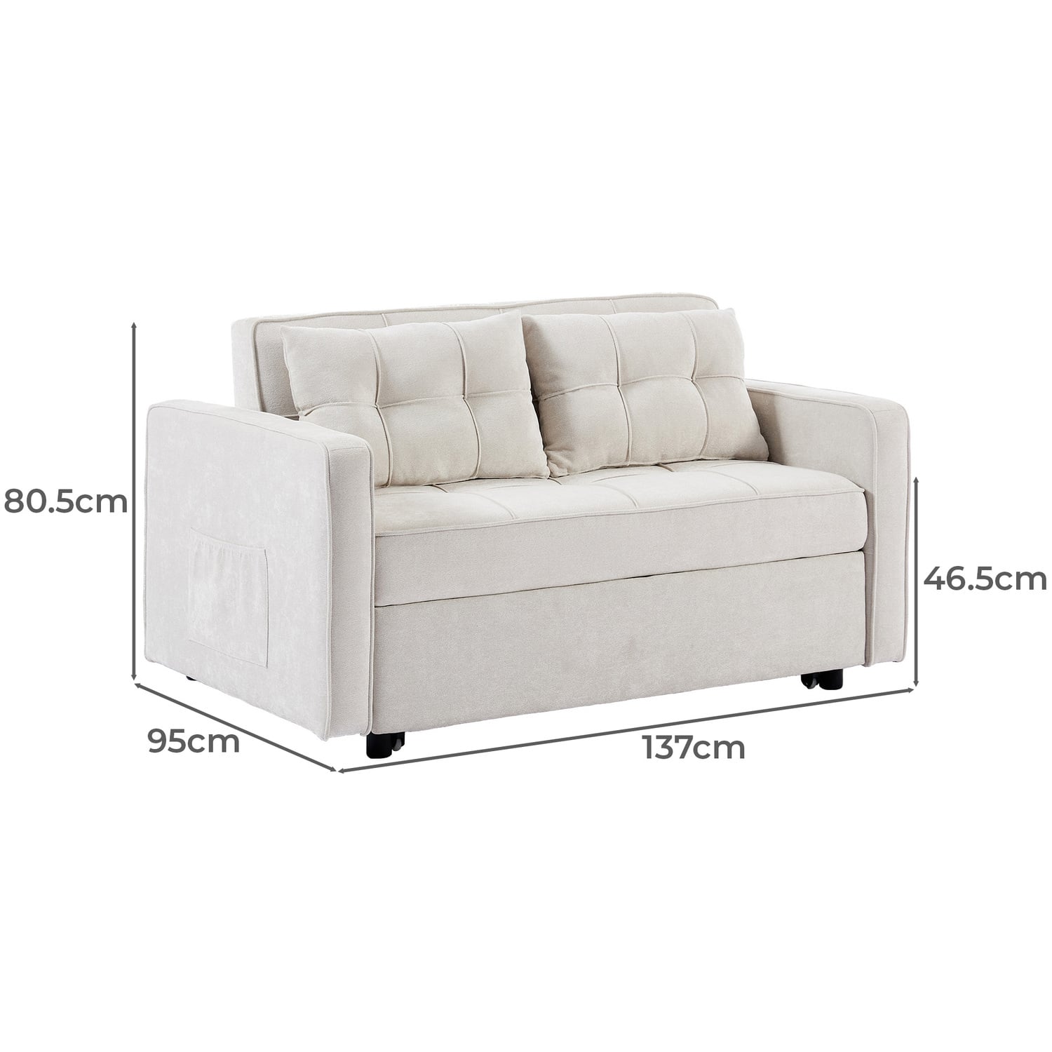 Iya 2 Seater King Single Chenille Sofa Bed