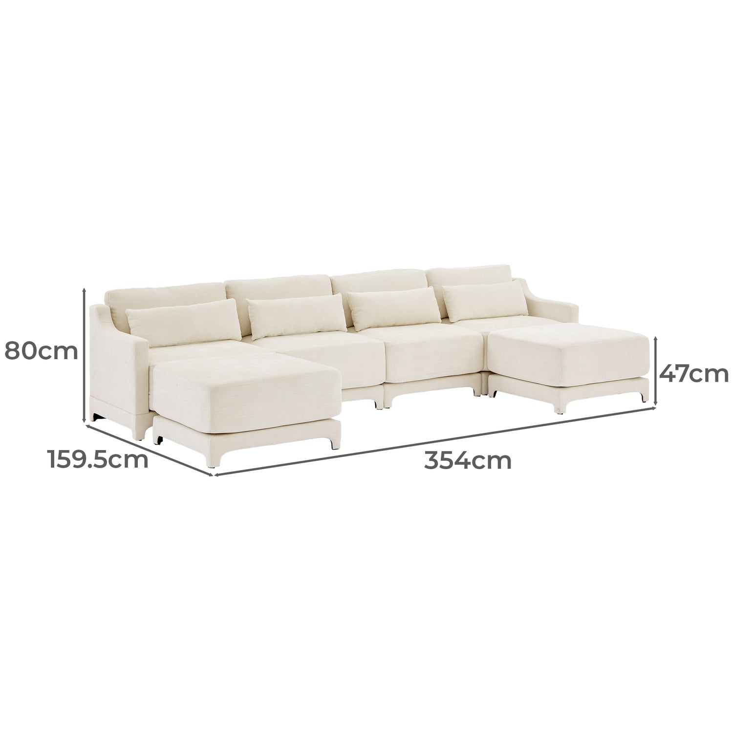 Felicie 4 Seater Chenille Modular Sofa & Ottoman Set