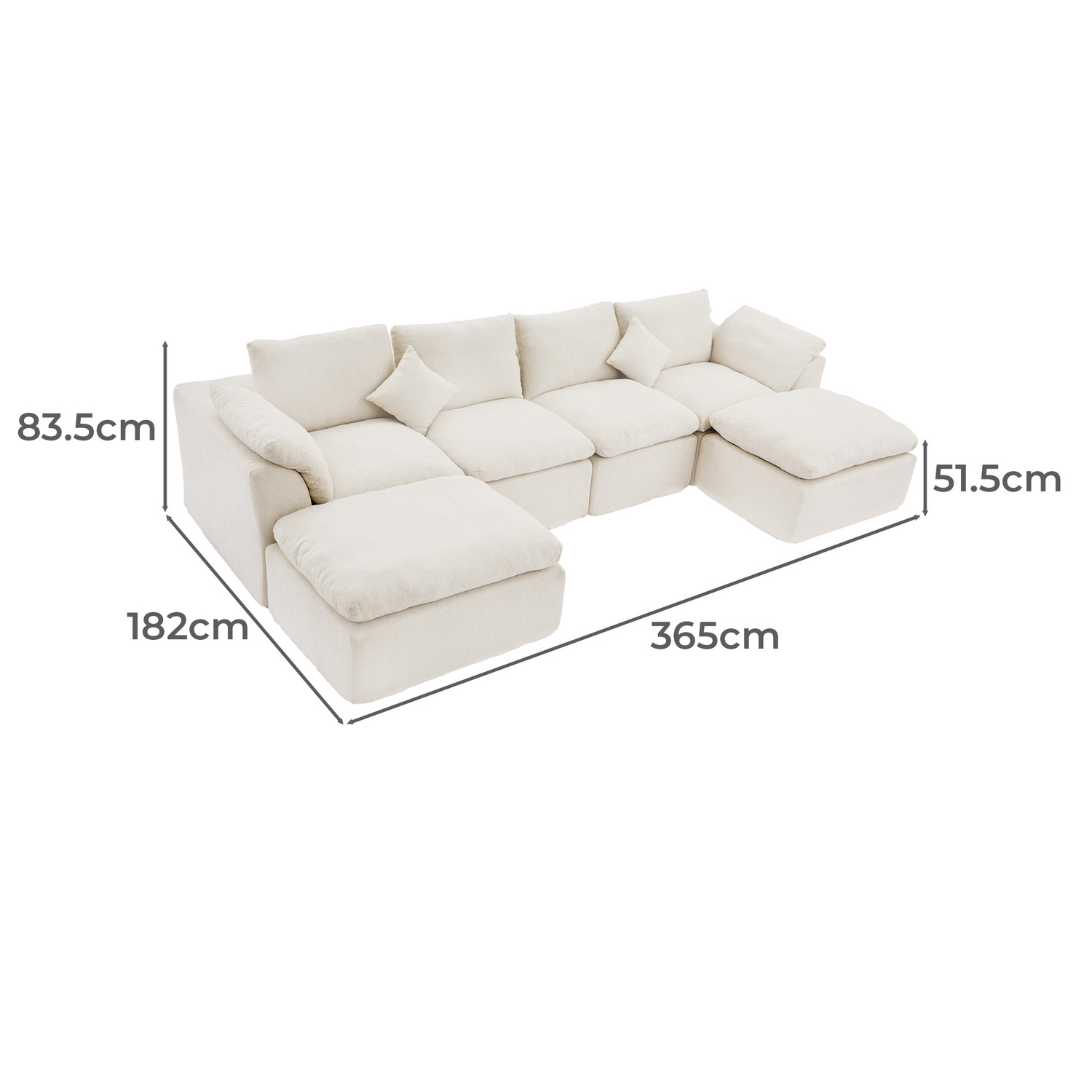 Fiona 4 Seater Chenille Modular Sofa & Ottoman Set