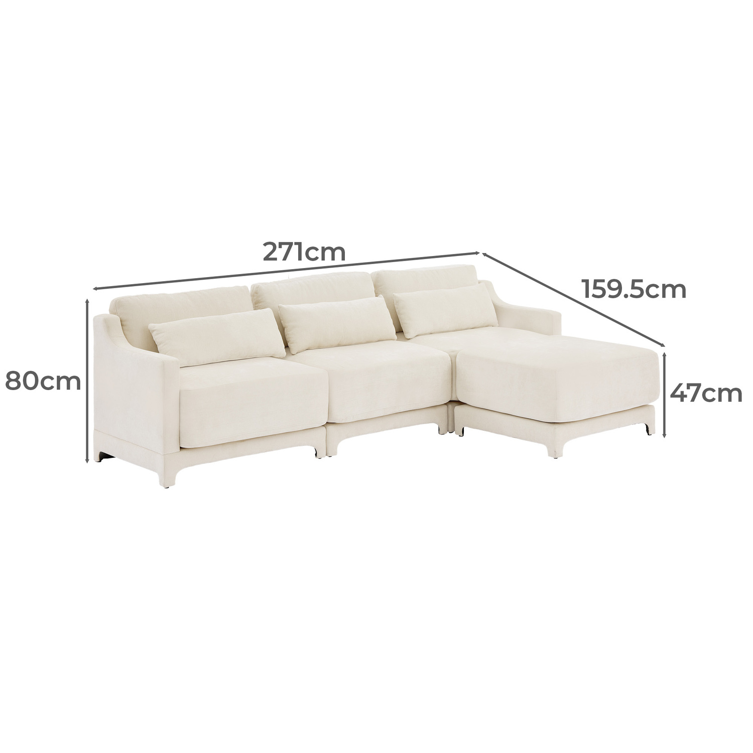 Felicie 4 Seater Chenille Sofa & Ottoman Set