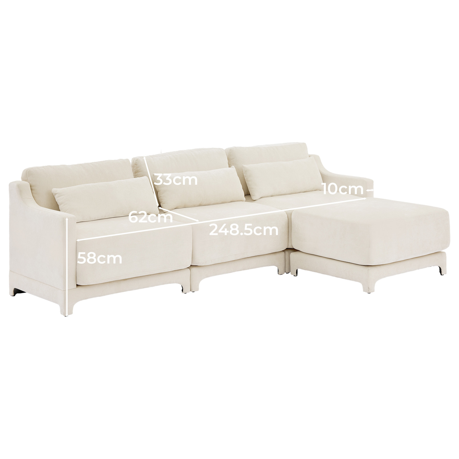 Felicie 4 Seater Chenille Sofa & Ottoman Set