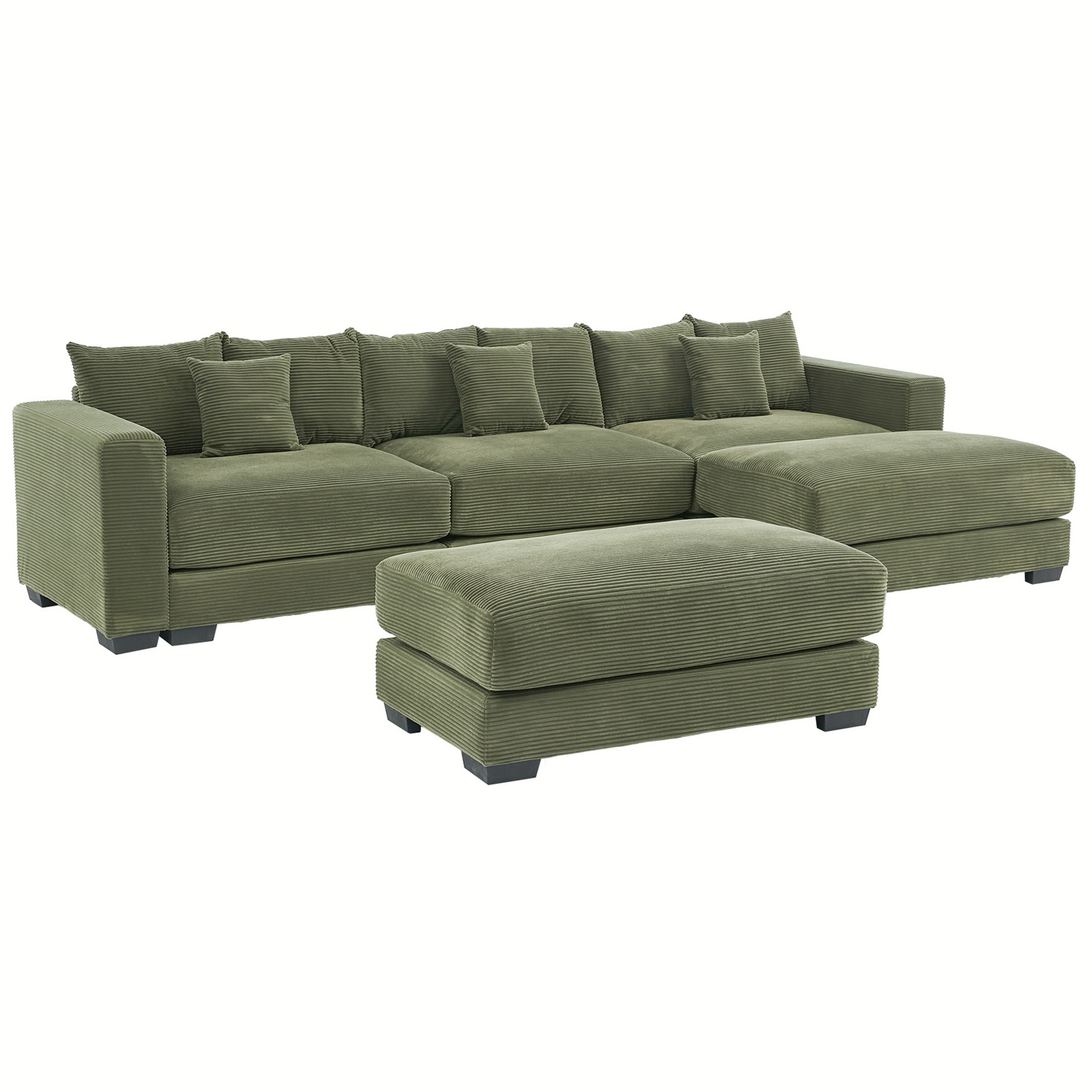 Winona 4 Seater Corduroy Modular Sofa & Ottoman Set