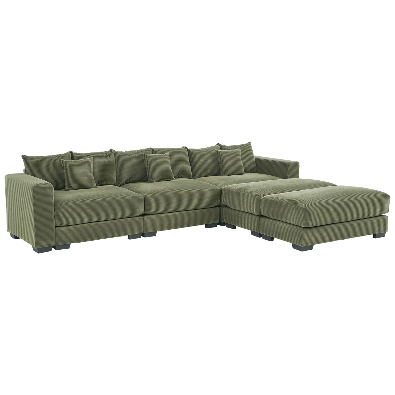 Winona 4 Seater Corduroy Modular Sofa & Ottoman Set