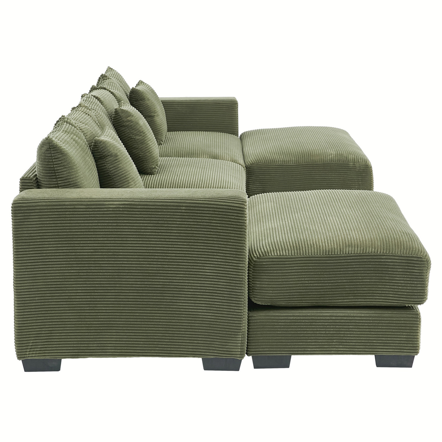 Winona 4 Seater Corduroy Modular Sofa & Ottoman Set