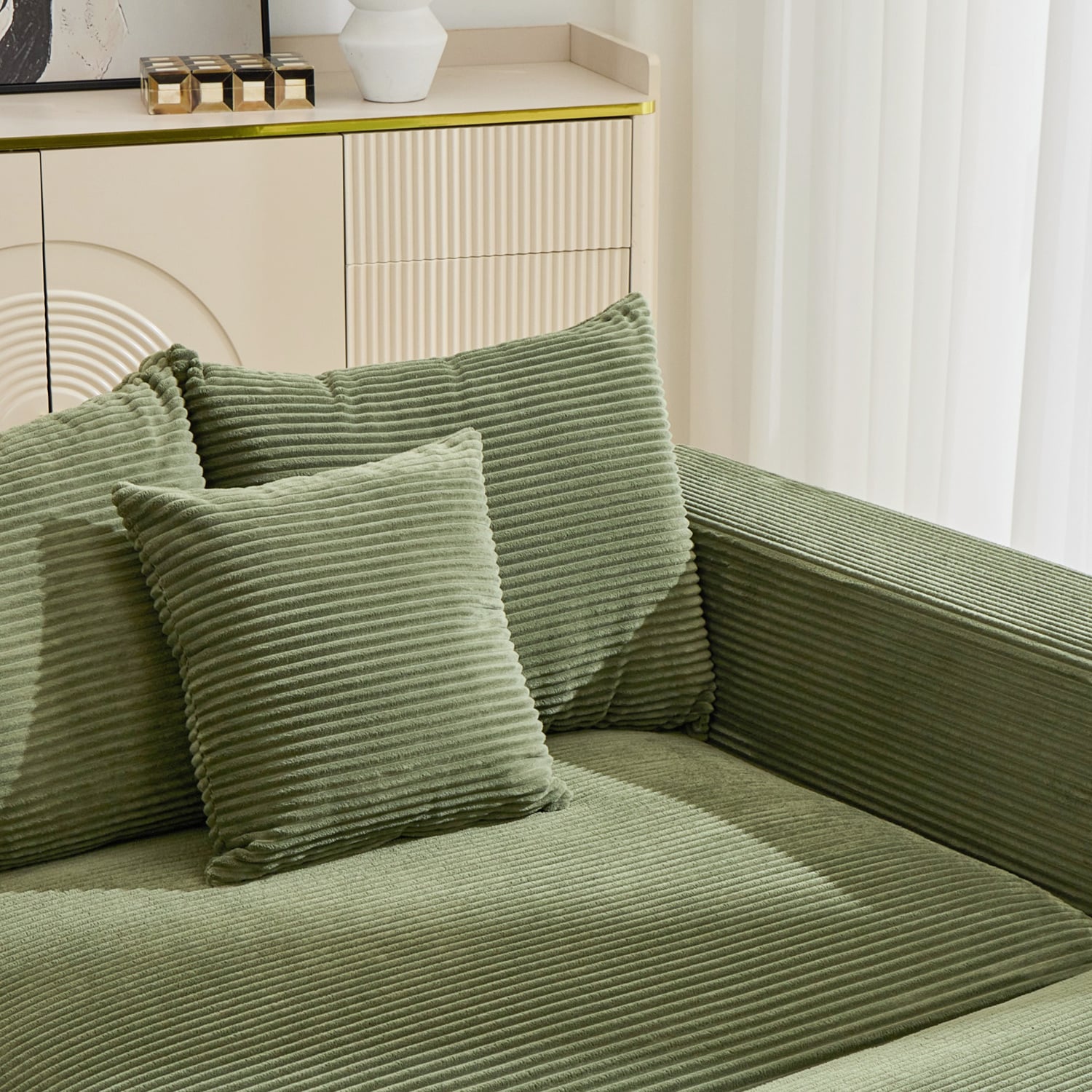 Winona 5 Seater Corduroy Modular Sofa & Ottoman Set