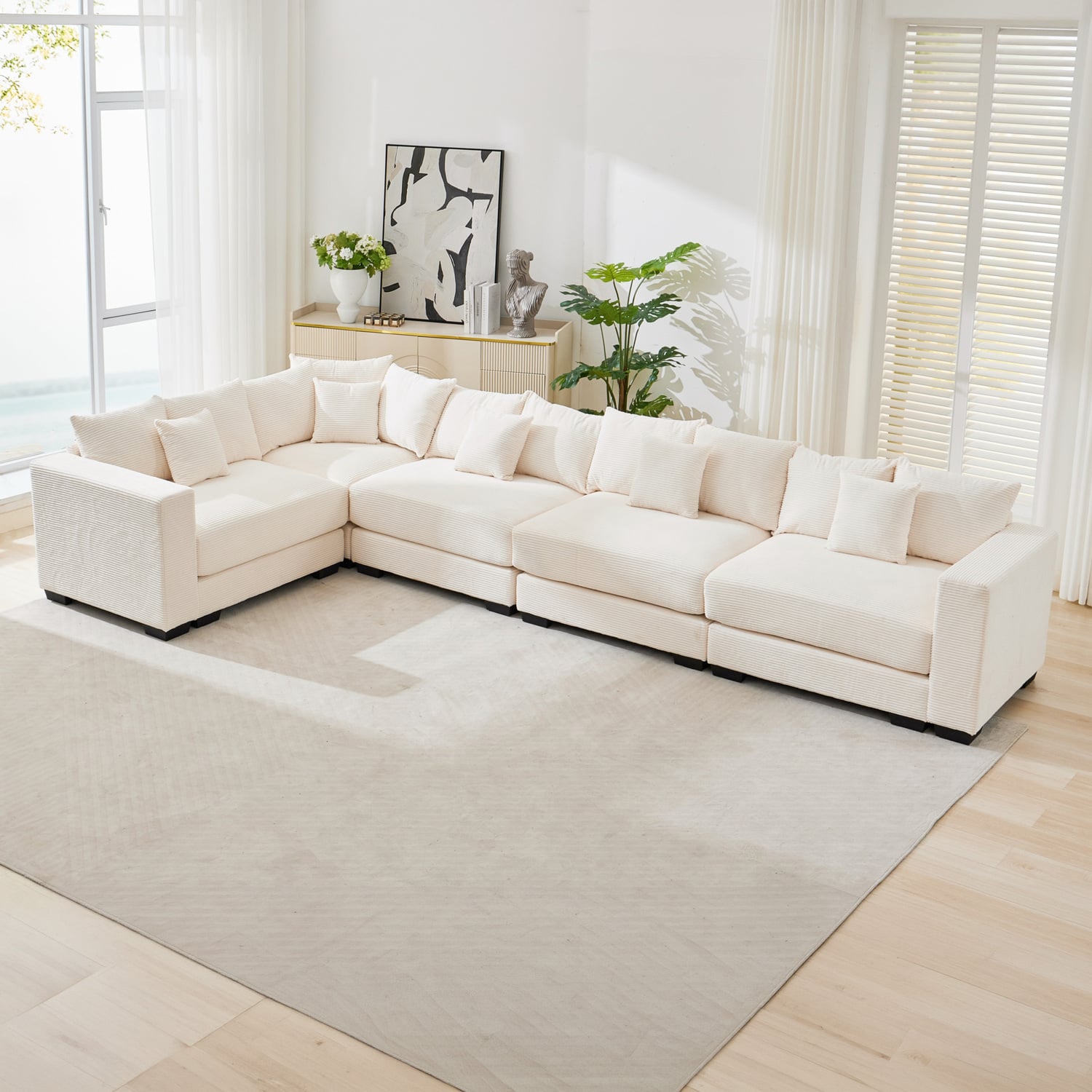 Winona 5 Seater Corduroy Modular Sofa