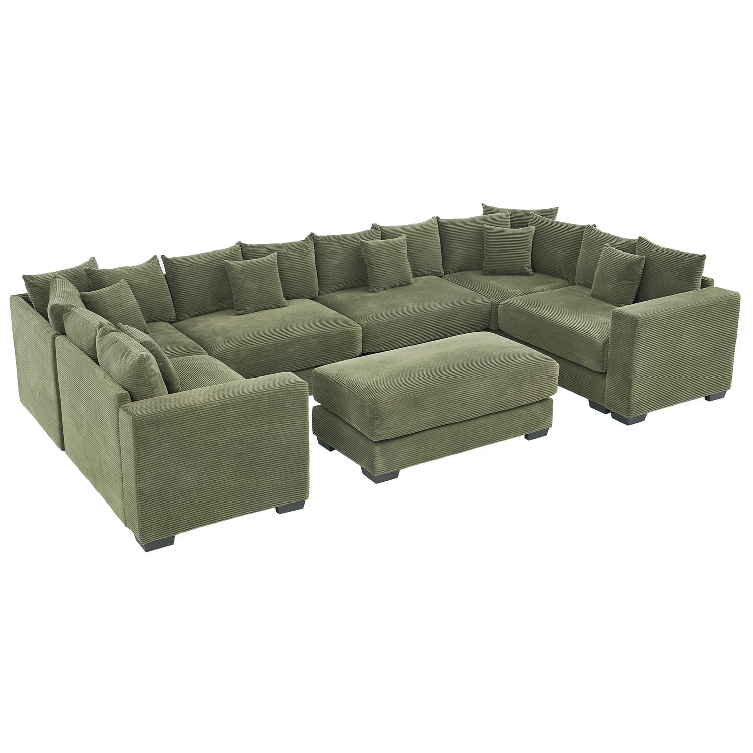 Winona 5 Seater Corduroy Modular Sofa & Ottoman Set