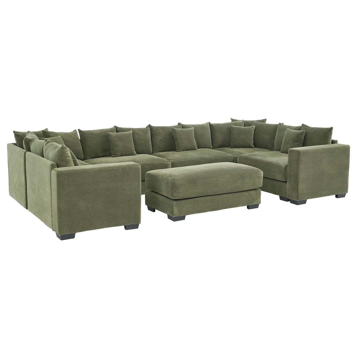 Winona 5 Seater Corduroy Modular Sofa & Ottoman Set