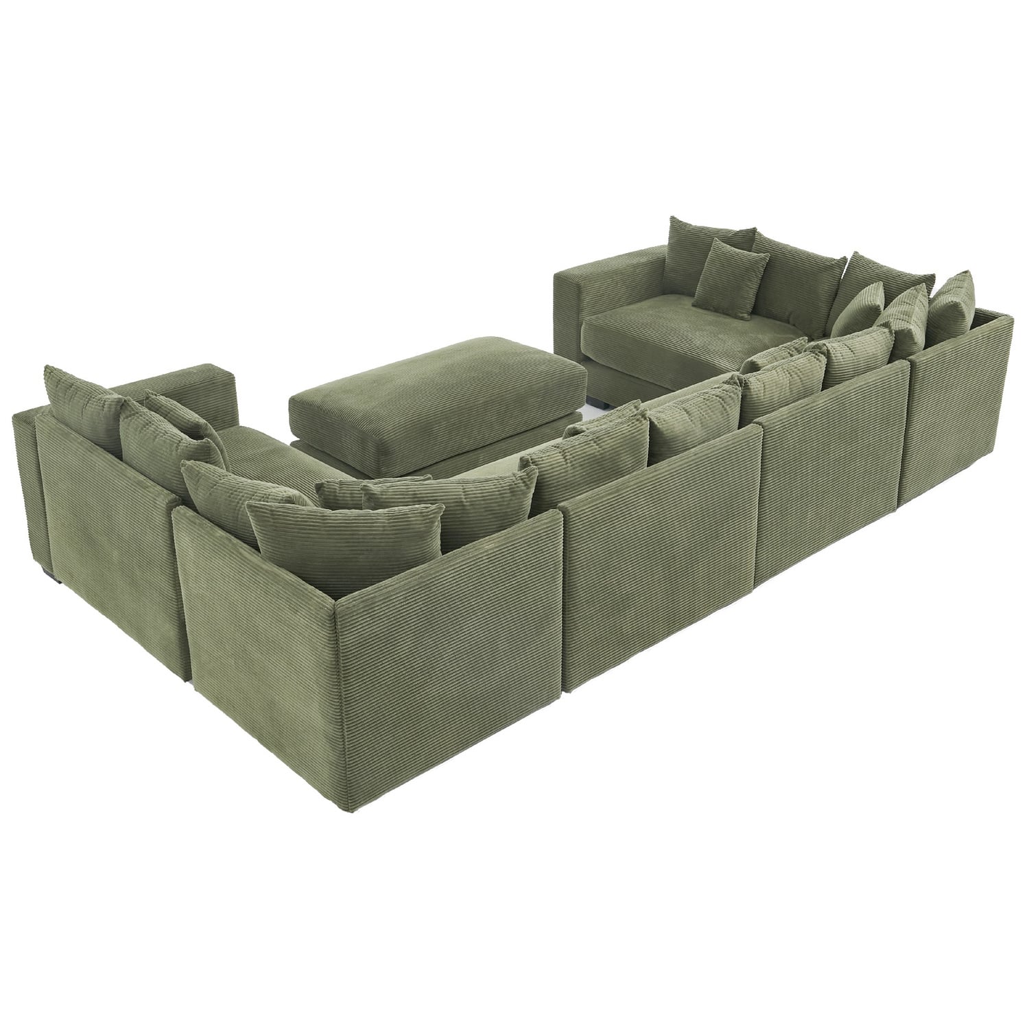 Winona 5 Seater Corduroy Modular Sofa & Ottoman Set