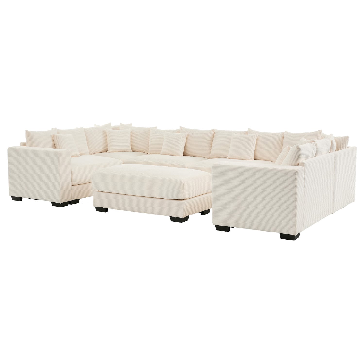 Winona 5 Seater Corduroy Modular Sofa & Ottoman Set