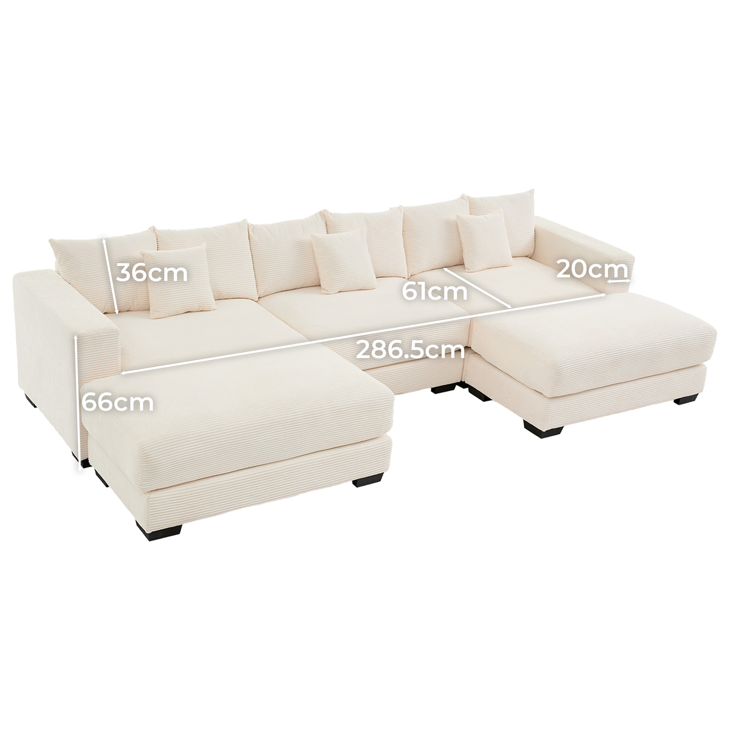 Winona 4 Seater Corduroy Modular Sofa & Ottoman Set