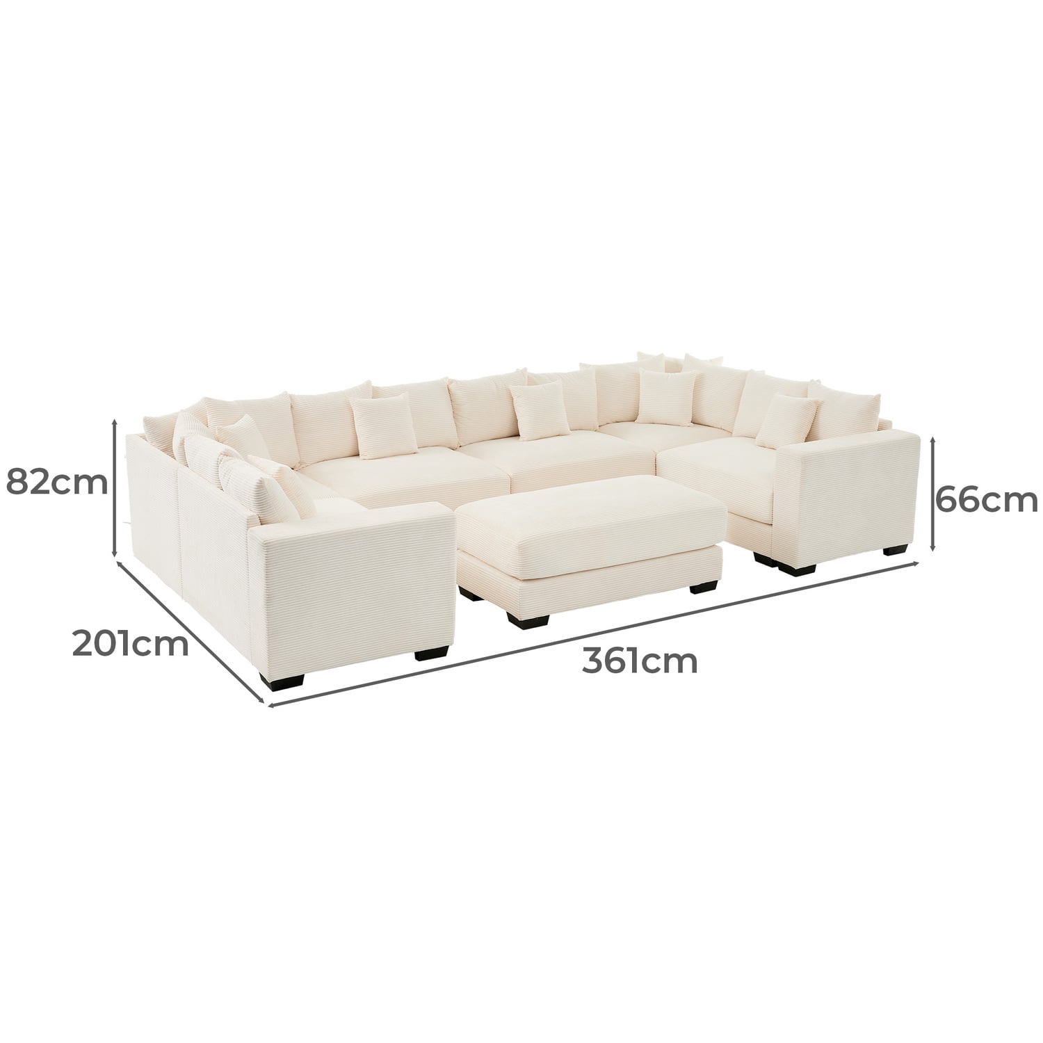 Winona 5 Seater Corduroy Modular Sofa & Ottoman Set