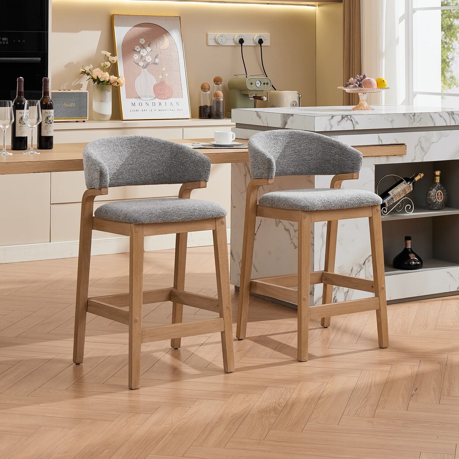 67cm Jade Chenille Bar Stools