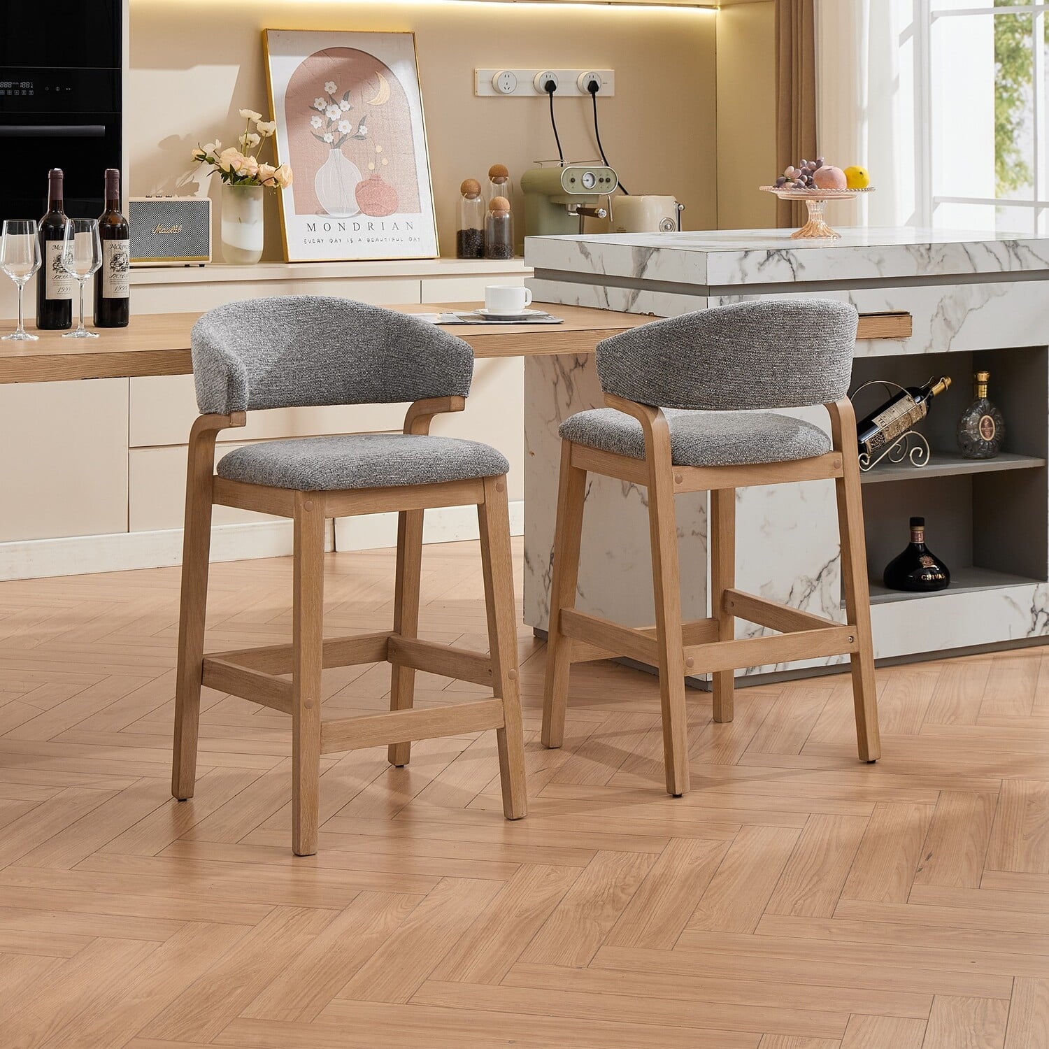 67cm Jade Chenille Bar Stools