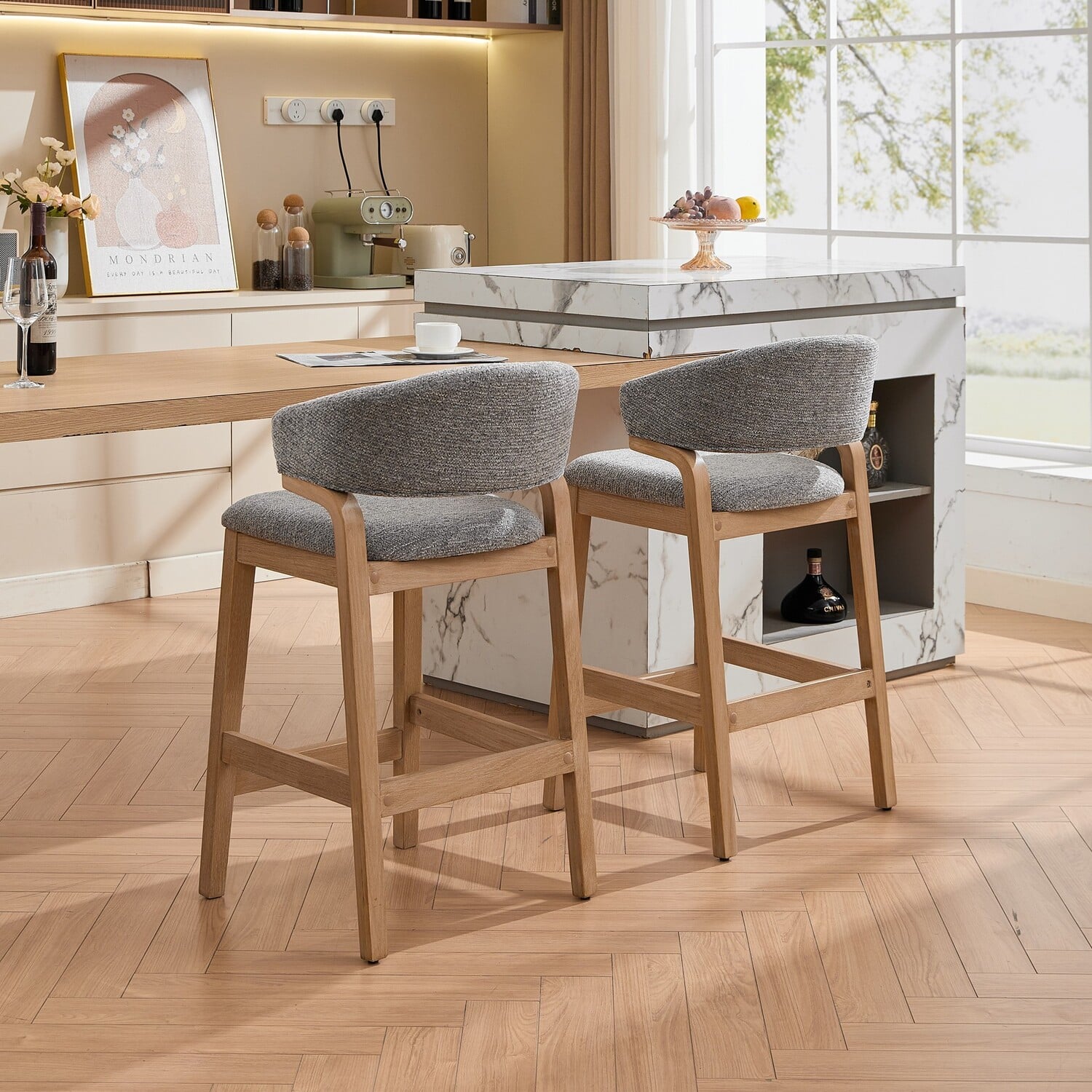 67cm Jade Chenille Bar Stools