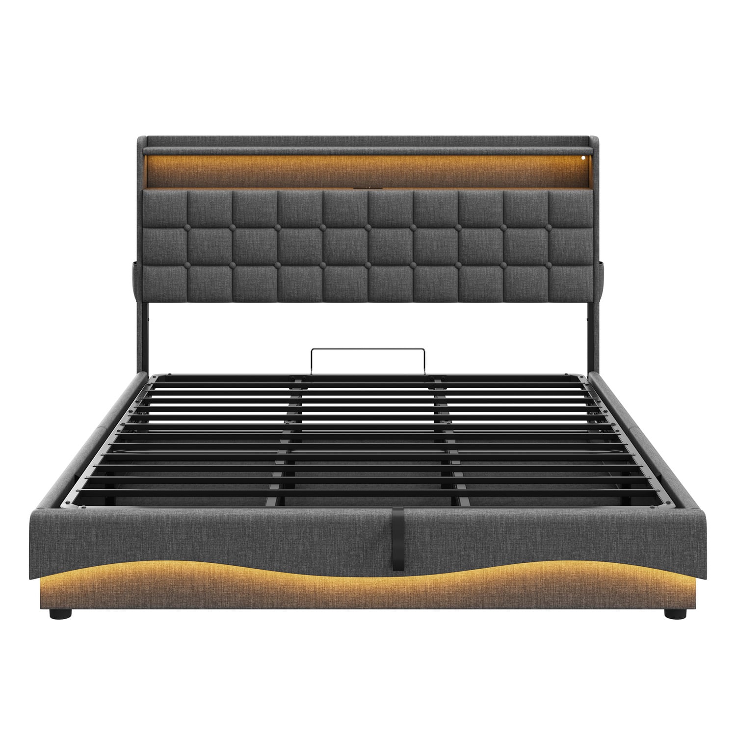Facardo Gas Lift Storage Bed with LED & Charging Station
