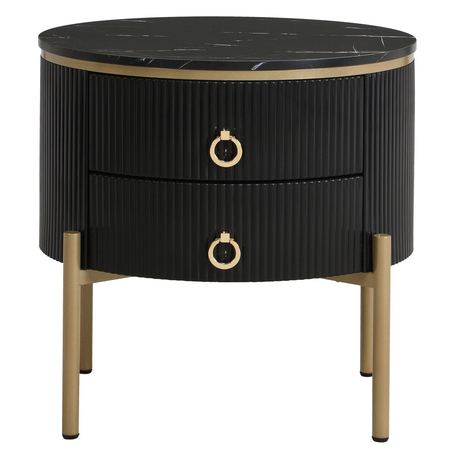 Lulu 2 Drawers Marble-Look Bedside Table