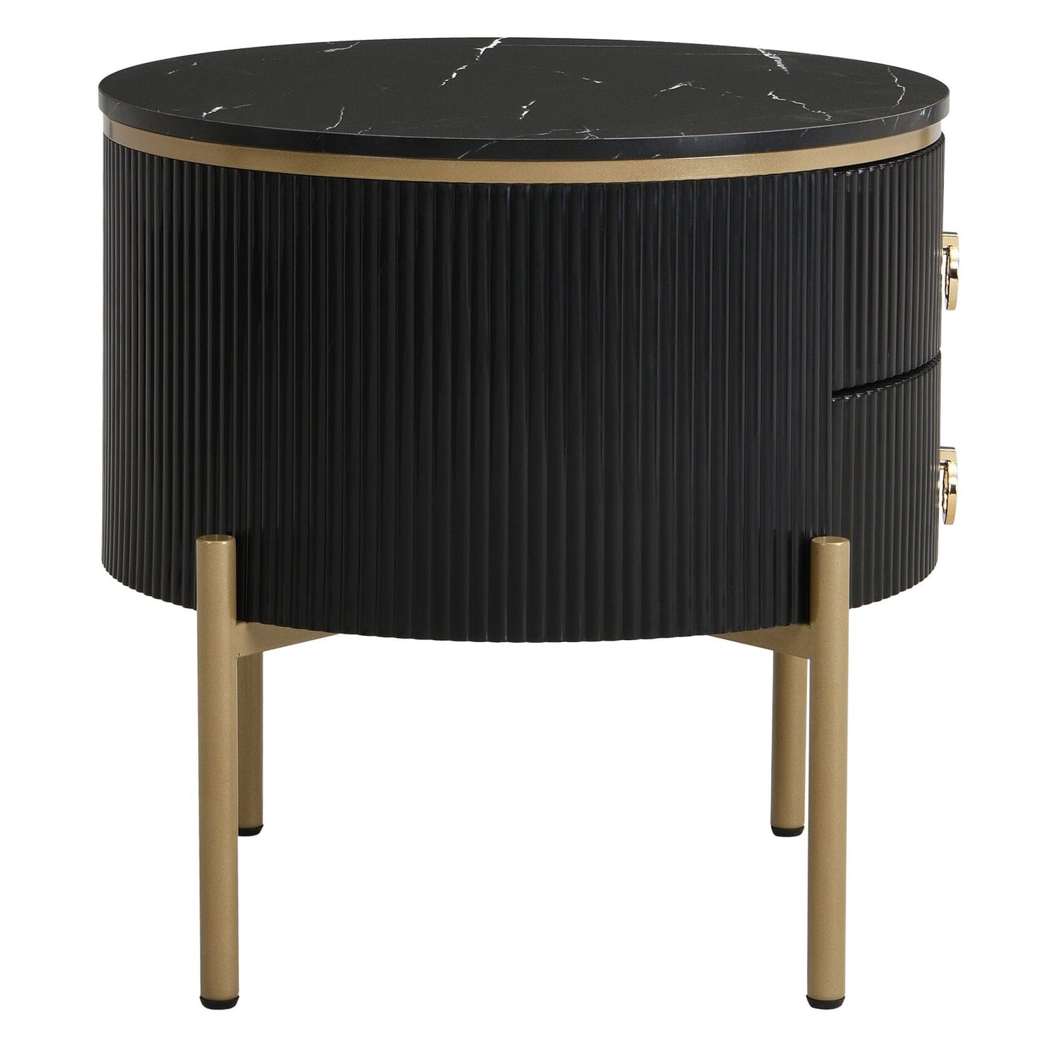 Lulu 2 Drawers Marble-Look Bedside Table