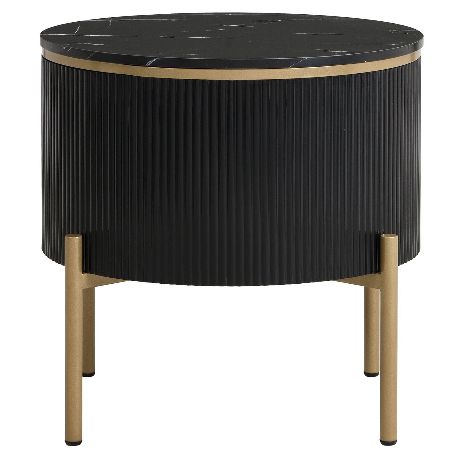 Lulu 2 Drawers Marble-Look Bedside Table