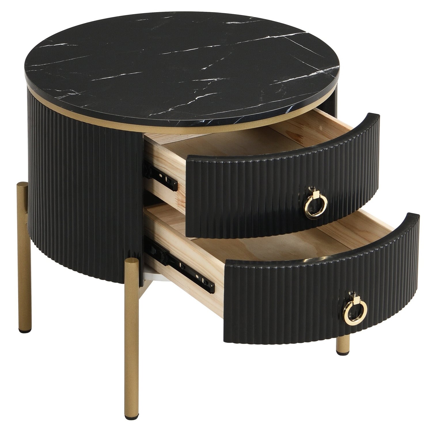 Lulu 2 Drawers Marble-Look Bedside Table