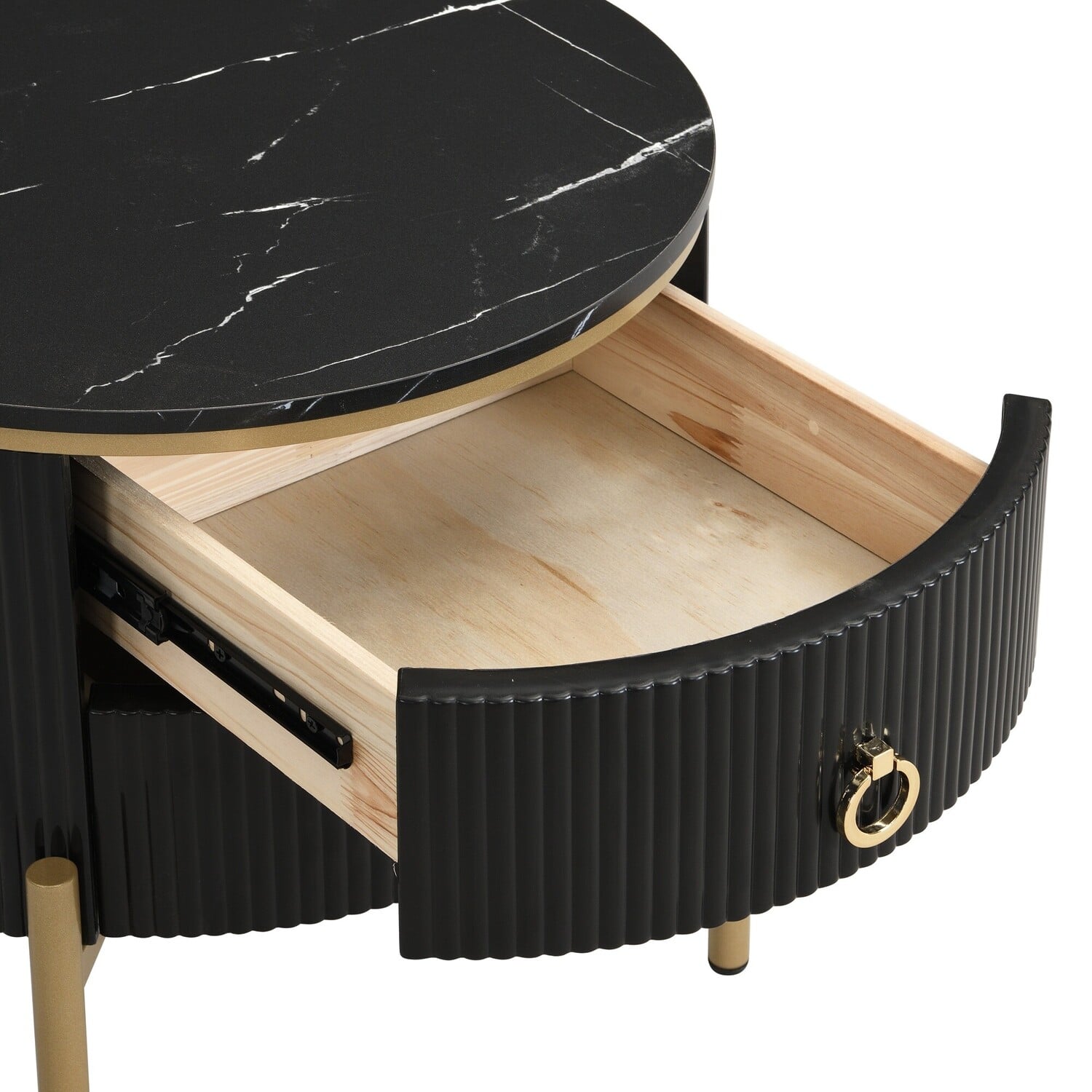 Lulu 2 Drawers Marble-Look Bedside Table
