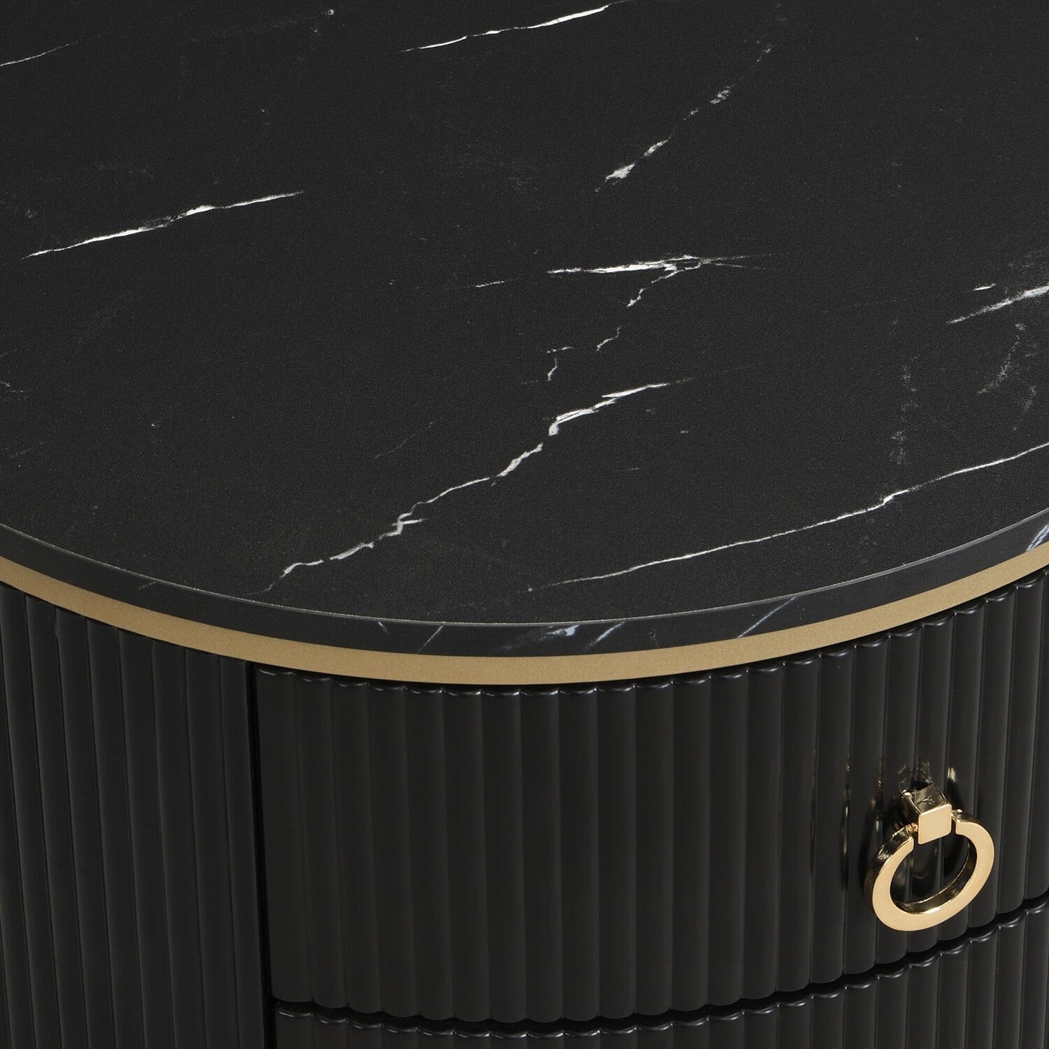 Lulu 2 Drawers Marble-Look Bedside Table
