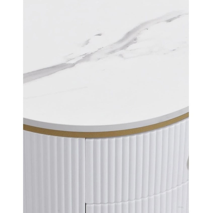 Lulu 2 Drawers Marble-Look Bedside Table