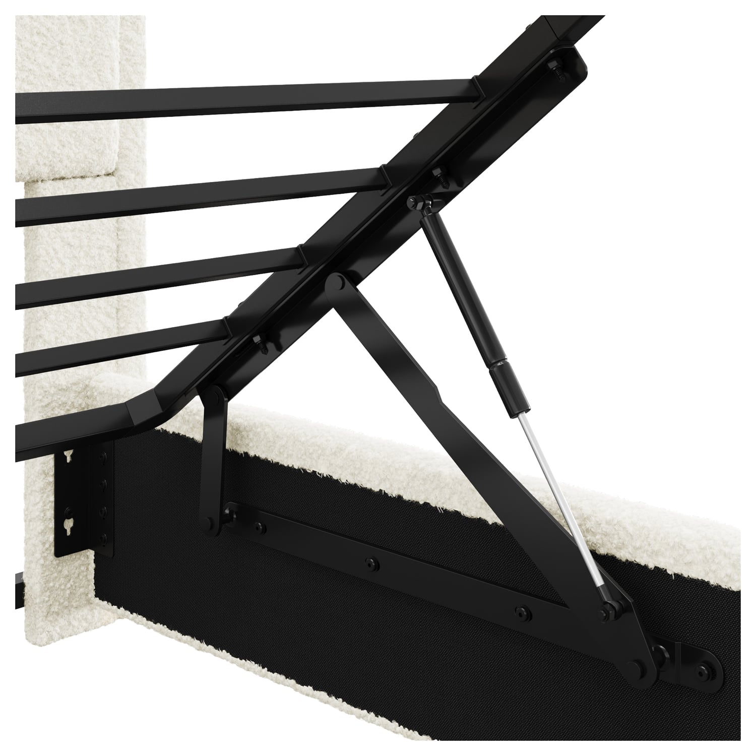 Lotus Boucle Gas Lift Bed Frame with Charging Station
