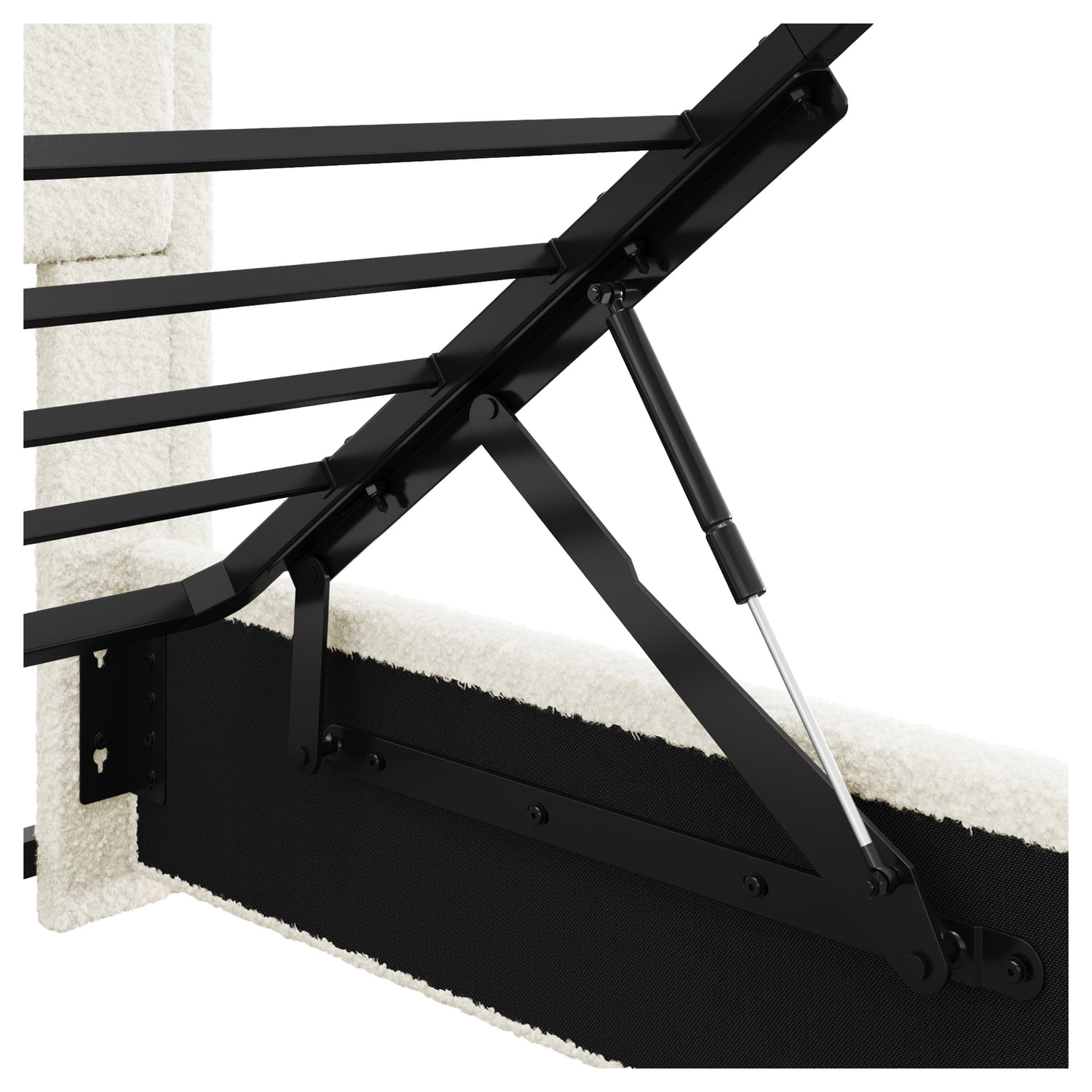 Lotus Boucle Gas Lift Bed Frame with Charging Station