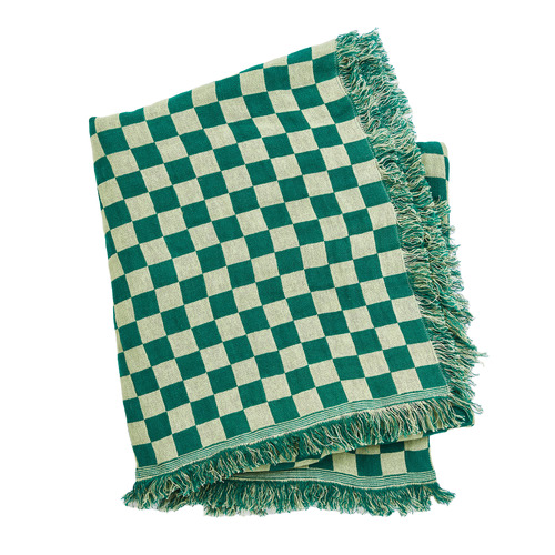 Checkered Linen Blanket Temple & ster