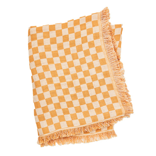Checkered Linen Blanket Temple & ster
