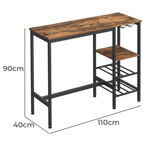 NorfolkHome Echo Wooden Bar Table with Wine Rack Temple & ster