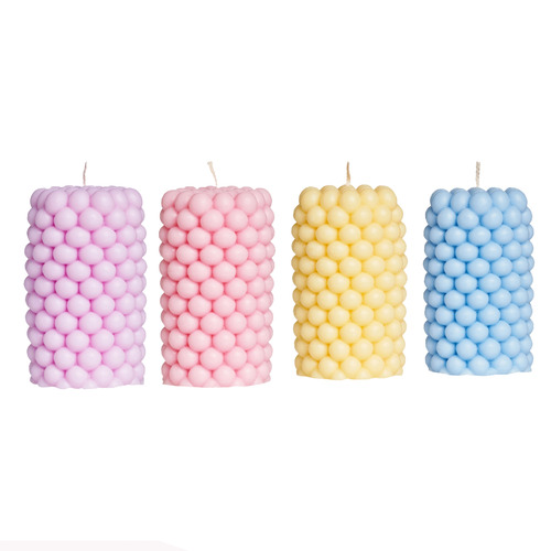 4 Piece Bubble Pillar Soy-Blend Candle Set