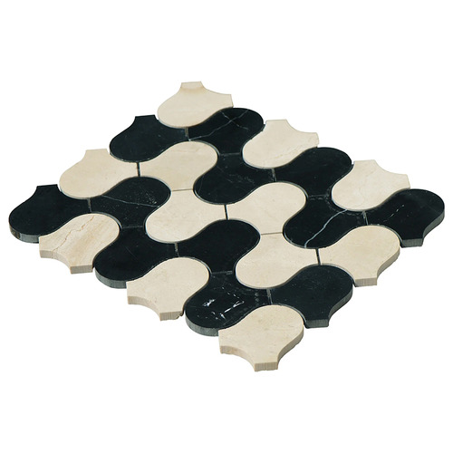 Toru Cream & Black Marble Mosaic Tile