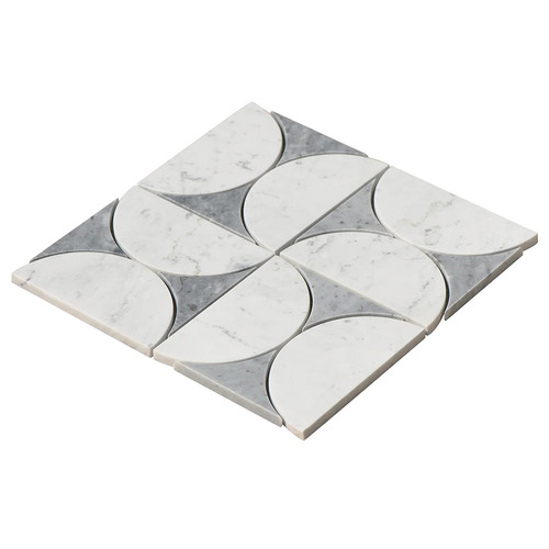 Laila White & Carrara Grey Marble Mosaic Tile