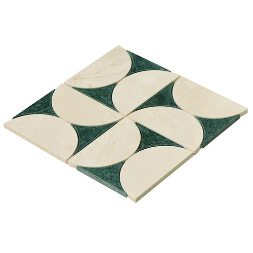 Laila Cream & Green Marble Mosaic Tile