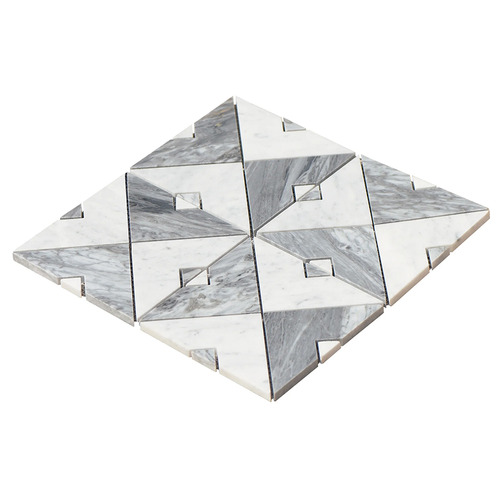 Samira White & Carrara Grey Marble Mosaic Tile