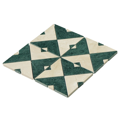 Samira Cream & Green Marble Mosaic Tile