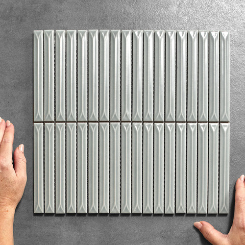 Akira Light Grey Kit Kat Porcelain Mosaic Tile