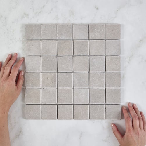 Nadia Tumbled Grey Small Square Mosaic Tile