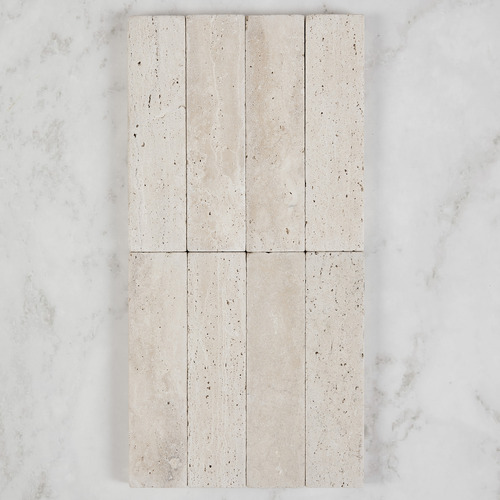 Zaki 50 x 200mm Tumbled Subway Travertine Marble Look Tile