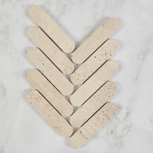 Dalia Honed Herringbone Travertine Mosaic Tile