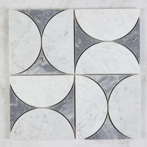 Laila White & Carrara Grey Marble Mosaic Tile