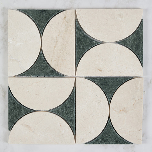 Laila Cream & Green Marble Mosaic Tile