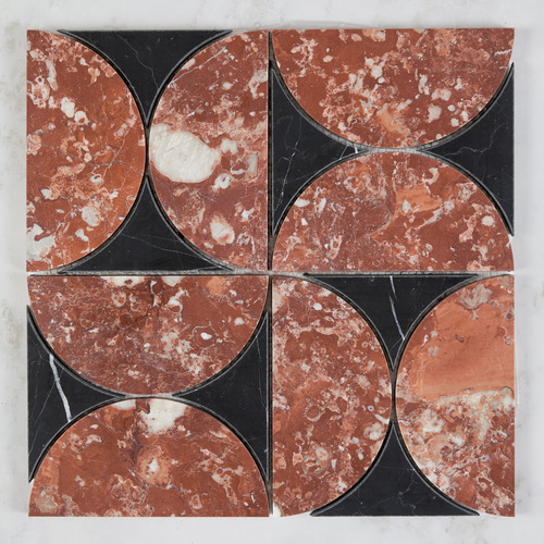 Laila Tuscan Red & Black Marble Mosaic Tile