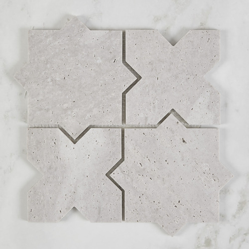 Apollo Grey Star & Cross Travertine Mosaic Tile