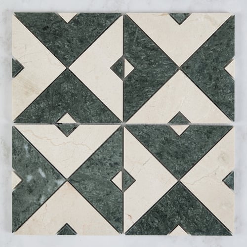 Samira Cream & Green Marble Mosaic Tile