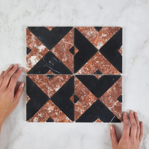 Samira Tuscan Red & Black Marble Mosaic Tile