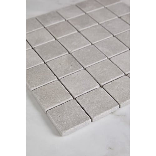 Nadia Tumbled Grey Small Square Mosaic Tile