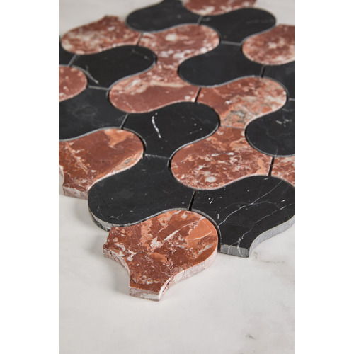 Toru Tuscan Red & Black Marble Mosaic Tile